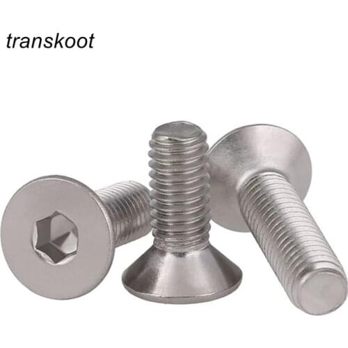 50PCS Stainless Steel Self-tapping Screws m4 m2.5 m2 m3 Stainless Countersunk Bolt Screw Trim Hex Socket Flat For Auto