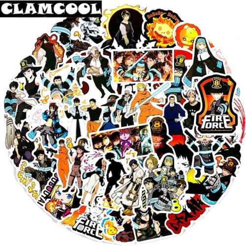 New 50Pcs Japanese Animation Fire Force Graffiti Sticker For Mobile Notebook Computer Refrigerator Bicycle Animation Sticker