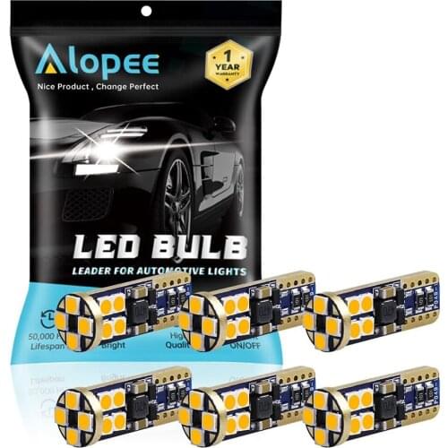 6pcs T10 194 168 921 3030 12 SMD Amber / Yellow Canbus Error Free LED Bulb 12V-18V Car 168 2825 Backup Reverse Side Marker Light