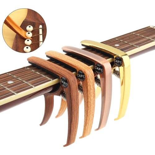 Aluminum Alloy Metal Wood Grain Guitar Capo with Pin Puller for Ukulele Guitar Tuning 4 Colors Optional