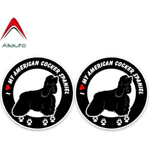 Aliauto 2 X Personality Caution Car Sticker I Love My American Cocker Spaniel Dog Creative Fashion PVC Material,13cm*13cm