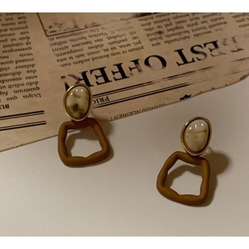 Besimpol Real 925 Sterling Silver Stud Earrings High-Class Natural Frosted Stone Earrings For Women Valentine Gifts Fine Jewelry