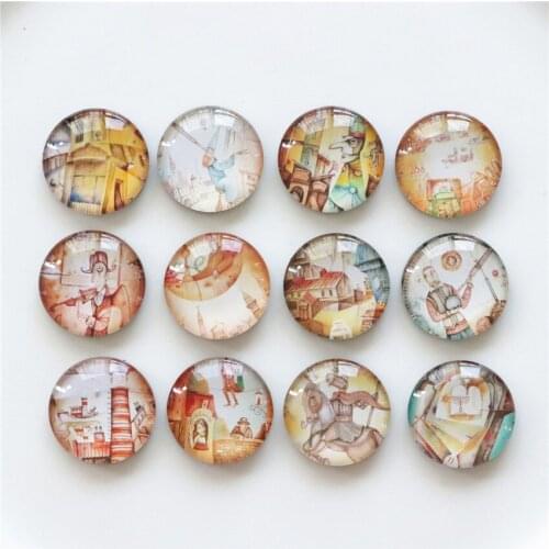 Free shipping (12pcs/lot) European Crystal Glass Fridge magnet Round Message Sticker Travel Souvenir Home Decor kids gift