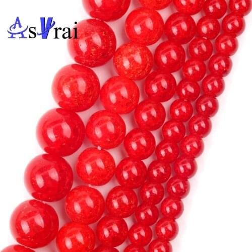 6 8 10 12mm Natural Stone Beads Red Snow Cracked Crystal Round Loose Spacer Beads For Jewelry Making DIY Bracelet Accessories