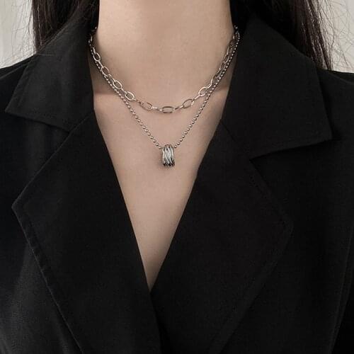 2020 Fashion Multilayer Hip Hop Long Chain Necklace For Women Men Jewelry Gifts Circle Pendant Necklace Accessories