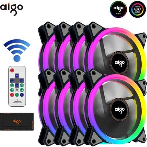 Aigo DR12 Pro Computer Case PC Fan Adjust ARGB Cooling Fan 120mm Quiet Control AURA SYNC Computer Cooler Cooling RGB Case Fans