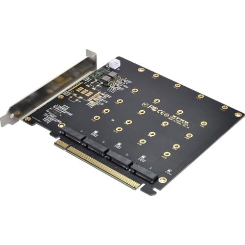 Chenyang 4X NVME M.2 AHCI to PCI-E Express 3.0 Gen3 X16 Raid Card with Fan VROC Raid0 Hyper Adapter
