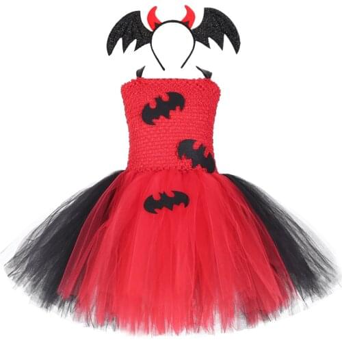 Girls Halloween Costumes for Kids Vampire Bat Tutu Dress Girl Toddler Vampirina Cosplay Costume for Child Birthday Party Dresses