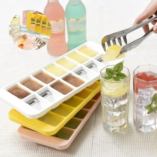 Homemade ice cube mold 14 Ice Cube Trays Flexible Silicone Ice Trays Spill-Resistant Lids Easy Release Ice Trays
