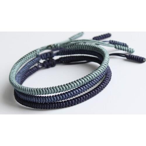 Blue Cyan Tibetan Buddhist Braided Lucky Knots Rope Bracelet Size Adjustable Same Model As Leonardo DiCaprio Blessed Best friend