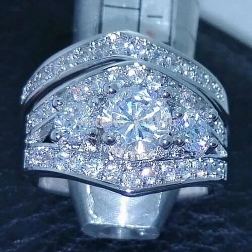 Huitan Fashion Versatile Female Wedding Rings Novel Design Double Stackable Set Rings Stylish Party Finger Accessories for Women