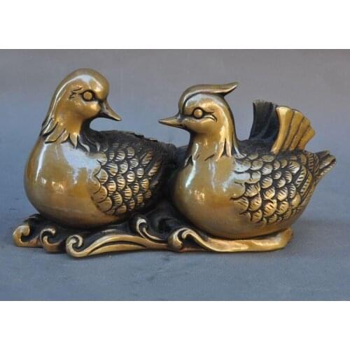 Navidad chino bronce prometedor pájaro Día de San Valentín de Pato Mandarín de estilo Art Deco estatua de