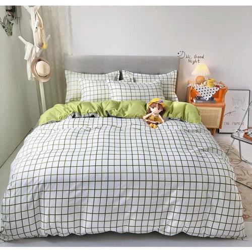 Colourful Check Stripe Letter Printed Bedding Set Linen Set Include Duvet Cover Bed Sheet Pillowcase Twin Full Queen King Size