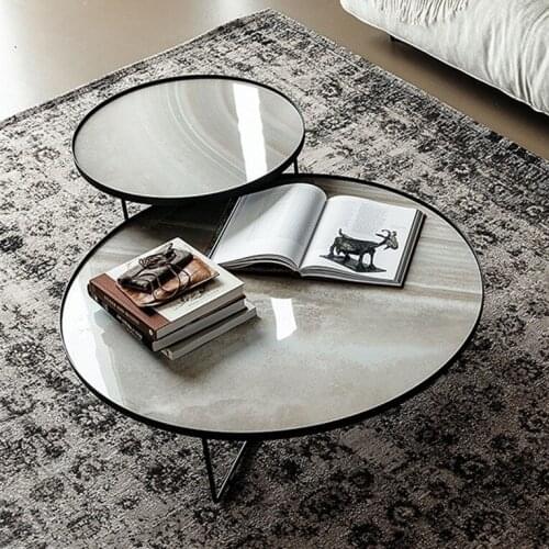 Marble round coffee table living room coffee table designer stainless steel metal custom side