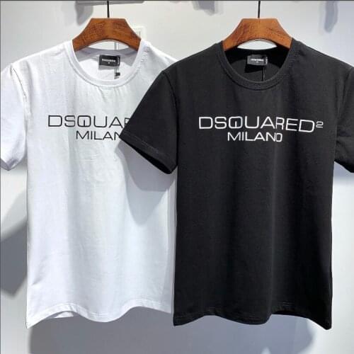 Hot New Summer Dsquared2 Men/Women Street Hip-Hop Round Neck Short-Sleeved T-shirt Cotton Locomotive Letter Printing Casual Tee