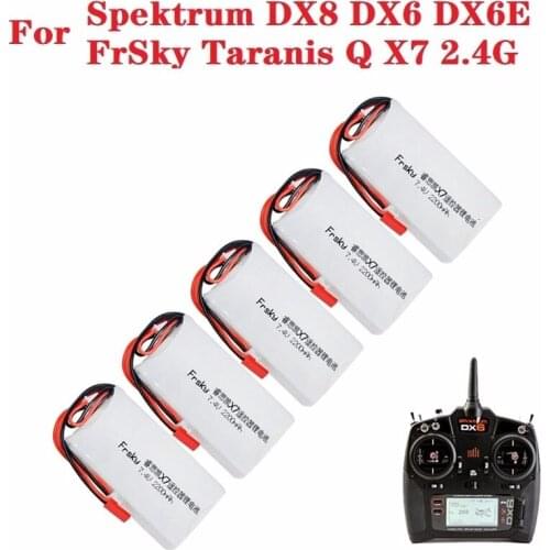 7.4V 2200mAh Lipo Battery for FrSky Taranis Q X7 2.4G Transmitter Spektrum DX8 DX6e DX6 Rc Spare Part 2S Rechargeable Battery
