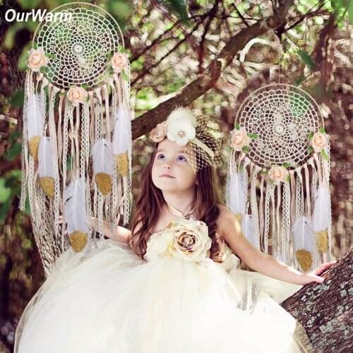 OurWarm DIY Craft Boho Dream Catcher Wedding Decoration Handmade Wall Backdrop Chair Hanging Kids Room Home Party Decoration