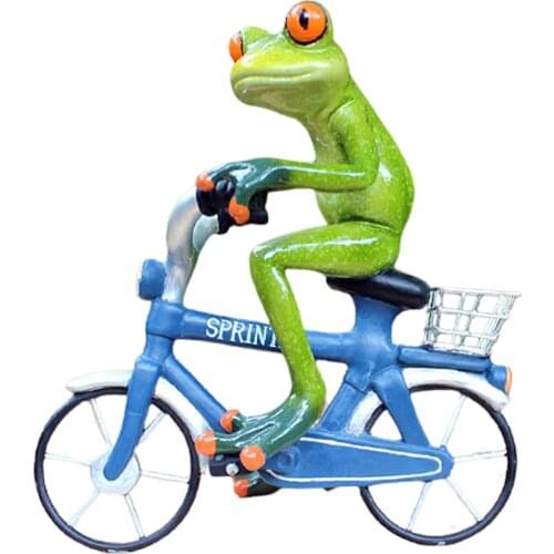 Frog Statue Garden Frog Ride the Bike Sculpture for Home Decor Frog Gifts Garden Accessories Frog Decor