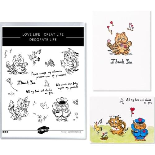 YIXUAN Thanks Kitty Metal Cutting Dies and Stamps Stencil for Scrapbooking/photo Album stamps Decorative Embossing DIY Cards