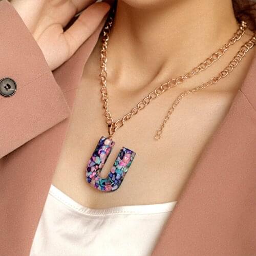 Fashion Creative 26 initials pendant temperament sweater chain tree finger A to Z necklace simple long chain ID name girl Women