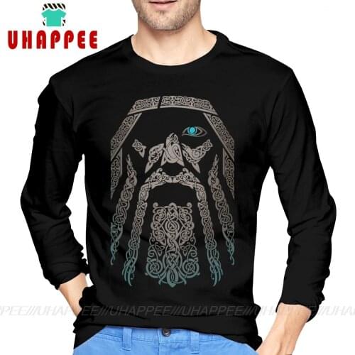 Men Viking Vikings Odin Autumn Printing Graphic Long Sleeve Plus Size Under Shirt Street T-shirts Men For Halloween