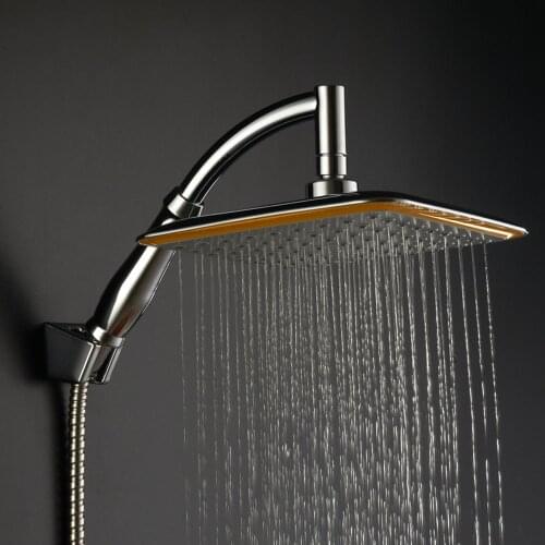 Rainfall Shower Head Hand Hold 8" Bathroom Top showerhead Set high water big handheld hose chrome pressure saving heads holder