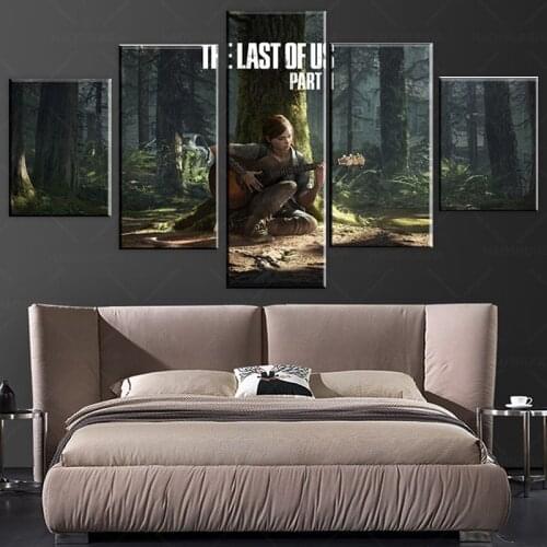5 Piece HD Wall Art Paintings Ellie The Last of Us Part 2 Game Forest Girl Poster Artwork Canvas Paintings for Home Decor