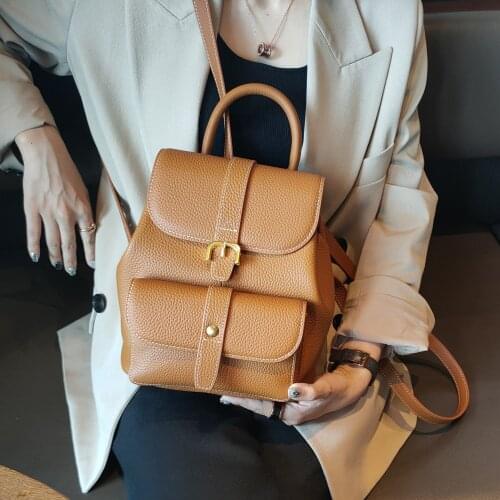 New Fashion Soft Genuine Leather Woman Backpack High Quality Ladies Daily Casual Travel Bag Retro Black Knapsack School Bag