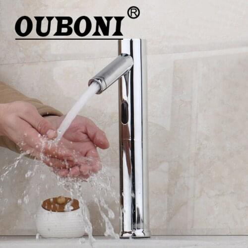 OUBONI Automatic Hands Touch Bathroom Faucet Free Sensor Modern Design Faucet Bathroom Sink Tap JN89010