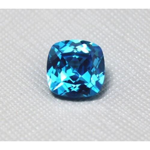 Cushion brilliant cut square shape faceted created aquamarine beads brazil blue gemstones loose stone for jewelry making DIY