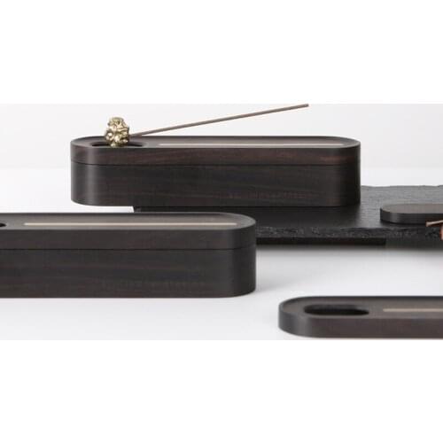 Portable Travelling Walnut Wood Incense Burner Base Plate Line Incense Sticker Holder Hotel Temple Yoga Studio Home Decoration