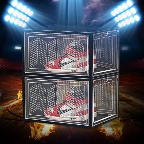 PP Transparent Shoes Storage Box Dustproof Shoe Cabinet Storage Fantastic Magnetic Basketball Shoe Box Shoe Display Cabinet