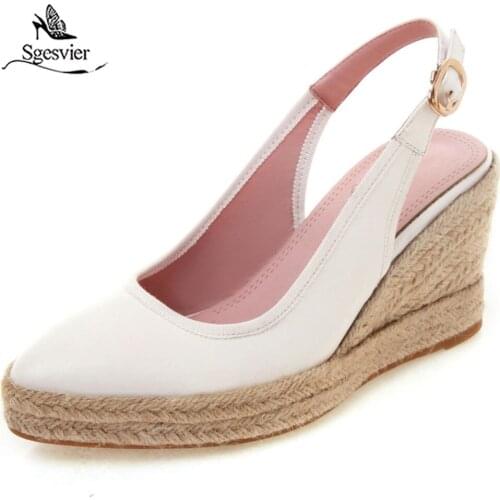 Sgesvier Wedge Single Shoes Female Summer New Fashion High Heels Waterproof Platform Pumps Sling Back Womens Shoes G587