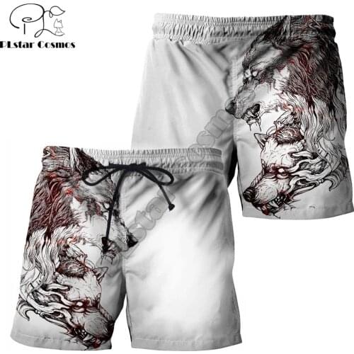Animal Cool Tattoo wolf 3D Printed Mens Shorts Unisex Streetwear Summer Beach Loose Shorts Casual Pants Polyester SDM05