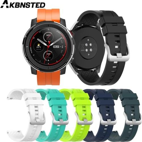 AKBNSTED Replacement Band Silicone Watch Strap For Xiaomi Huami Amazfit Stratos 3 Smart Sports Watch 22mm Wristband Accessories