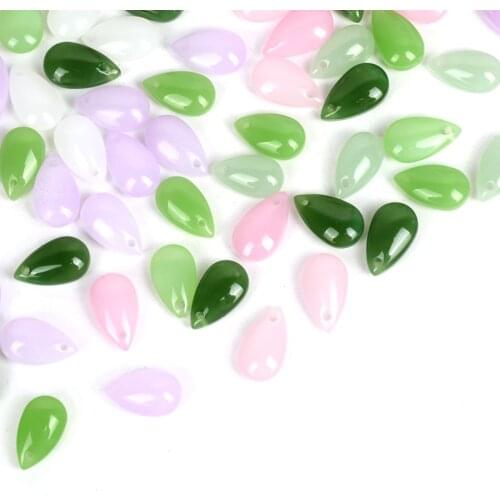 8*14mm Imitation Jade Water Drop Shape Czech Glass Beads for Jewelry Making Loose Spacer Lampwork Beads DIY Accessories Ornament