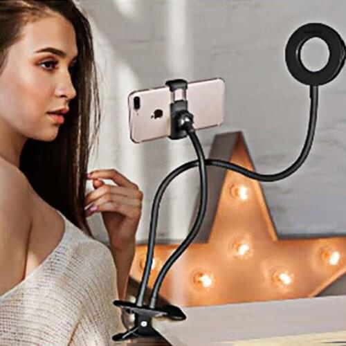 USB Power Desk Lamp LED Selfie Ring Light With Mobile Phone Holder Foldable Live Fill Light Bedside TouchDimming Night Light