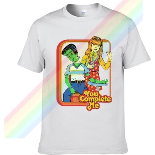 You Complete Me Oil Painting Retro Casual T Shirt Mens Summer Black 100% Cotton Short Sleeves O-Neck Tee Shirts Tops Tee Unisex