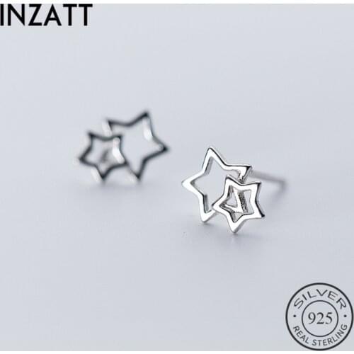 INZATT Real 925 Sterling Silver Hollow Star Minimalist Stud Earrings For Fashion Women Fine Jewelry 2019 Geometric Accessories
