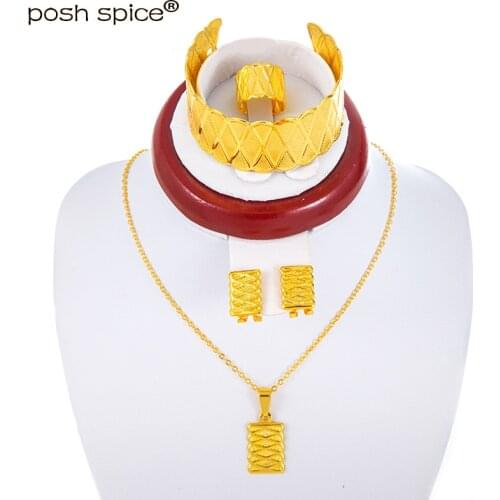 Gold Color African Bangles for Baby Dubai Arabic Jewelry sets Girls Ethiopian Kids Rings Earrings Sets Arab Bridal Jewelry