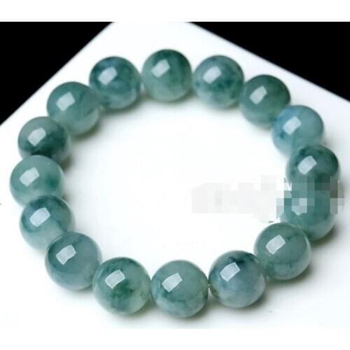 10pc 10mm 100% Natural A Grade Green Jadeite Round Gem stone Beads Bracelet 7.5'' ??????? Free shipping