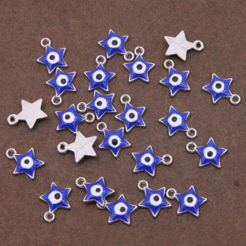 10pcs 11 * 13 * 3mm blue evil eye pendant pendant star bracelet necklace pendant for fashion jewelry accessories