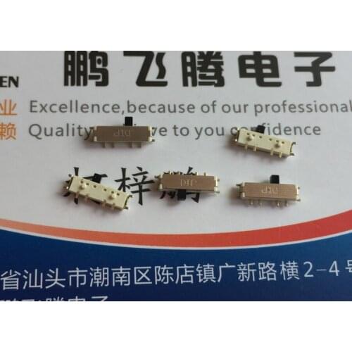 10PCS/lot Taiwan Yuanda toggle switch 8 feet 2 gear SMD sliding switch pull two gears MSS4-Q-T/R