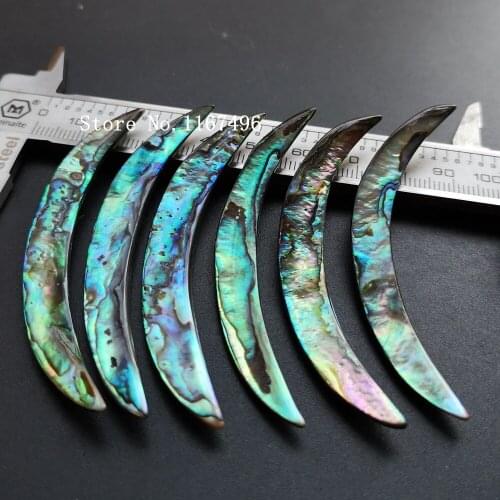 20pcs /lot 75mm Natural Long Moon Cut Mother Pearl Shell Moon cut Abalone Mother of Pearl Shell MOP for DIY Jewelry
