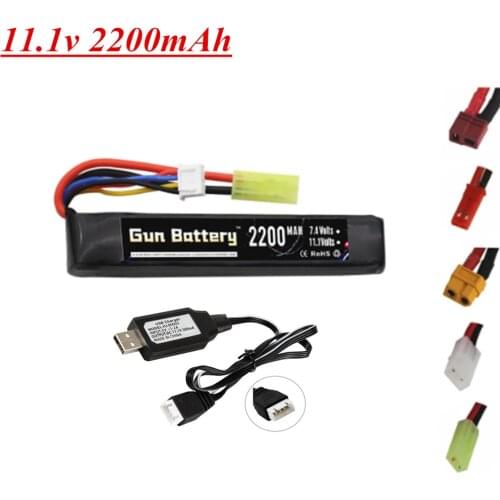 3S Water Gun Lipo Battery 11.1V 2200mAh for Mini Airsoft BB Air Pistol Electric Toys Gun RC Parts 11.1v Battery Charger Set