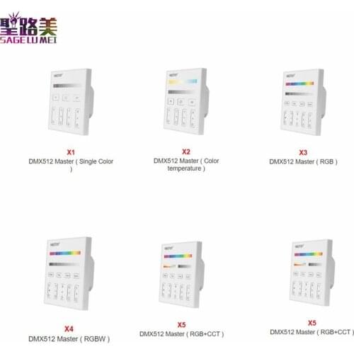 AC100~240V 50/60Hz X1 4zone 2.4G Wireless DMX512 Single Color Master X2 Color Tempertature X3 RGB X4 RGBW X5 RGBCCT Controller