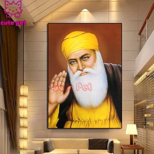 DIY Diamond Painting Guru Nanak Indian god 5D Crystal square Round Drill Embroidery Decor Diamond Mosaic religion Character Gift