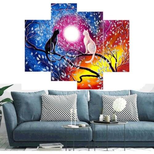 Kexinzu 4pcs Diamond Painting Cat Diamond Embroidery Sale Landscape Full Square Pictures Of Rhinestone Mosaic Multi-picture