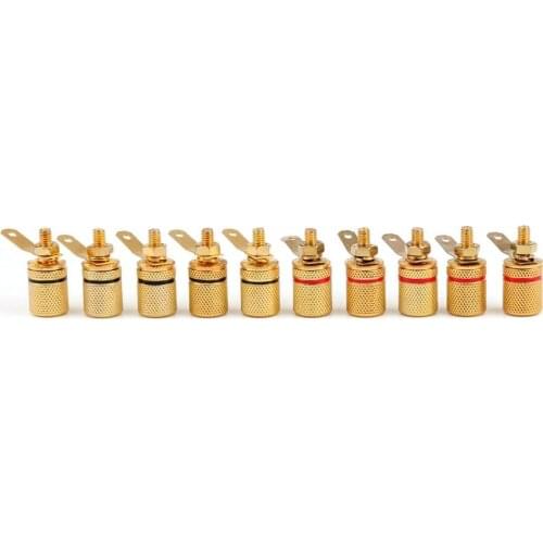 Areyourshop 10 Pcs Gold Plated Binding Post Amplifier Speaker Audio Terminal Connector