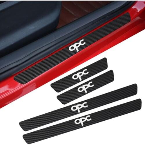 Car Carbon Fiber Protect Stickers Look Car Door Plate sill scuff welcome pedal threshold Cover for opel opc Corsa Astra Sticker